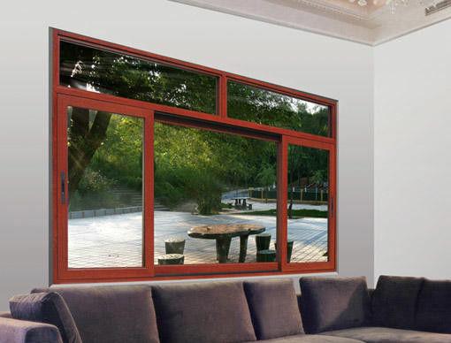 Le grand appui en bois coulissant en aluminium extérieur de grain de Windows de 3 panneaux feuilleté le verre