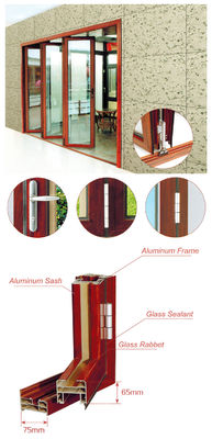 Glissement flexible de porte en verre pliable en aluminium d'entrée de salon clôturé