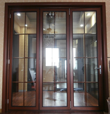 Glissement en verre se pliant en aluminium d'accordéon de porte d'entrée thermique de coupure clôturé